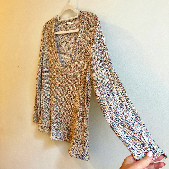 ZARA Rainbow Colored Oversized Boho Sweater Y2K Comfy Size S - Picture 1 of 10